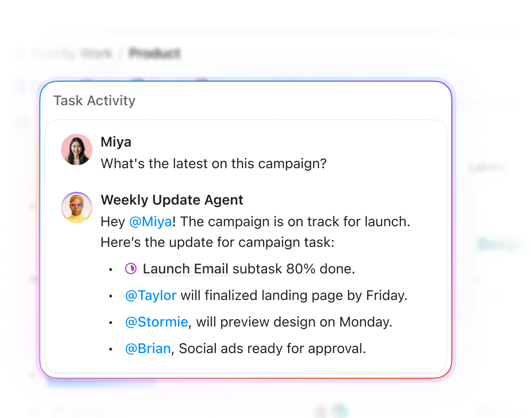 A Super Agent turning a chat conversation into an assigned ClickUp task